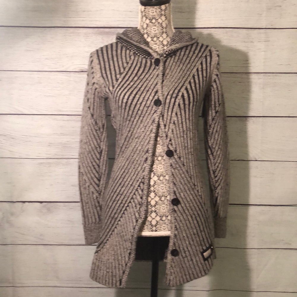 Diesel Acid Wash Black Ribbed Cardigan Size 12